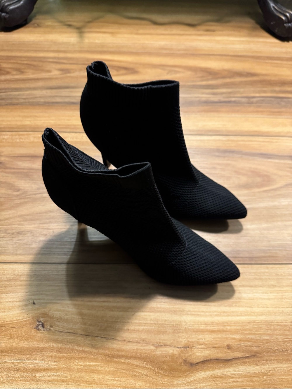 MIA Black Pointed Toe Knit Ankle Booties